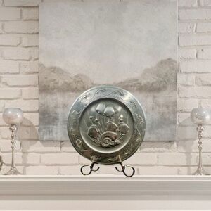 Silver Decorative Plate with Sea Life Design
